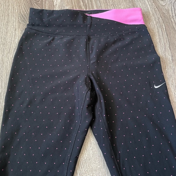 Nike Dri-Fit XS Womens Cropped Skinny Pink Polka-Dot Activewear Leggings - Picture 3 of 6